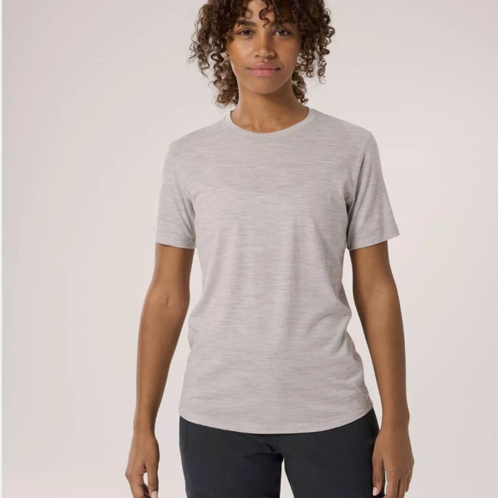 Arc'teryx Lana merino wool ss crew tshirt heather light grey women's XS